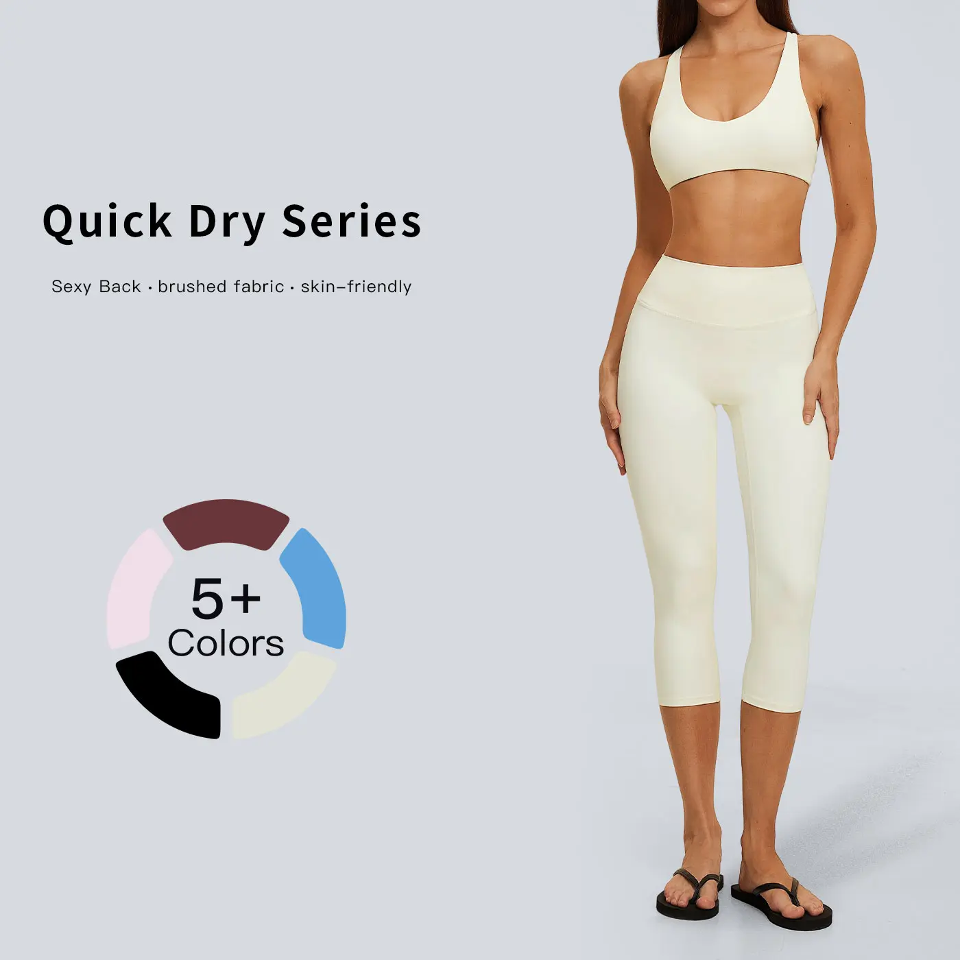 Tenwolf women’s yoga activewear set, soft brushed fabric, cross-back top, high-waisted butt-lifting 7/8 yoga leggings, workout outfit