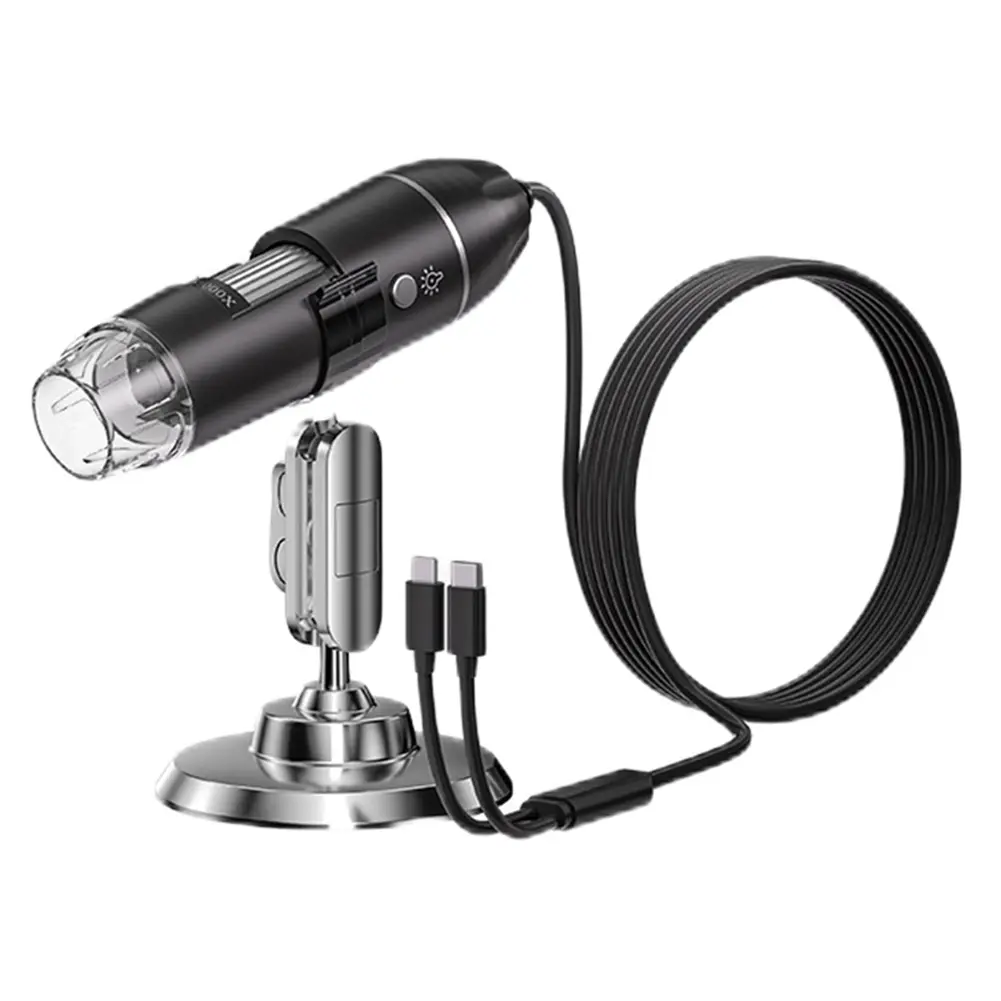 1600X Magnification Handheld Digital Microscope, 8 LED Portable Endoscope with Stand, Coin Microscope Magnifier for Jewelry Appraisal, Compatible with iOS & Android
