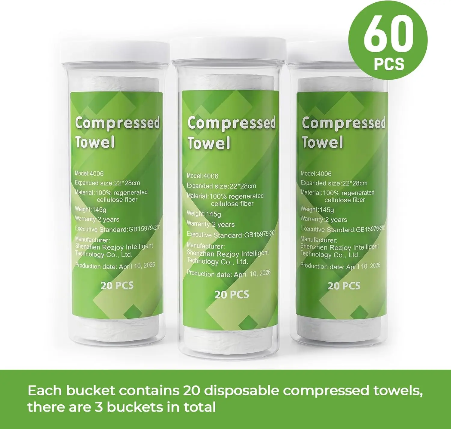 60 Pcs Compressed Face Towel Refills (3 Tubes) - 100% Viscose Fiber, Disposable Plant-Based Pucks for Hot Towel Dispenser and Smart Face Heater Machine, Daily Skincare Bathroom Spa