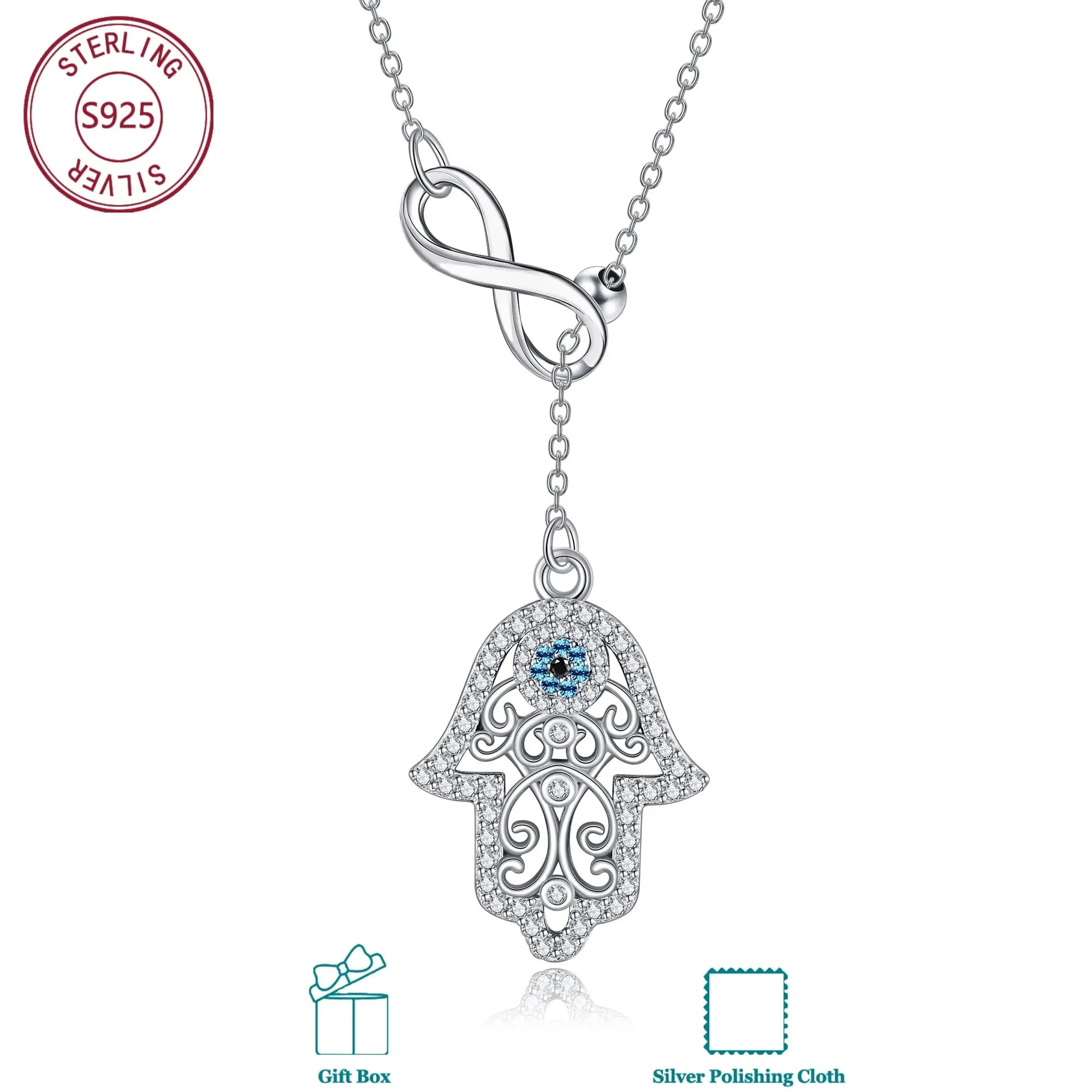 925 Sterling Sliver Hamsa Necklace