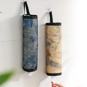 5-Pack Garbage Bag Storage Mesh Organizer Wall-Mounted Large Capacity Plastic Bag Holder for Home Kitchen Space-Saving Mesh Design