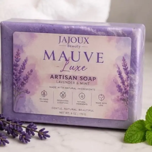 Mauve Luxe -Lavender Mint Soap Bar, Body Care Cleanser, Calming Aromatherapy