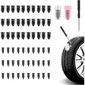 60PCS Tire Plug Repair Kit, Screw-In Tire Repair Screws with Screwdriver, Emergency Flat Tire Fix Tool