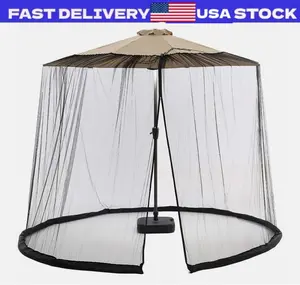 9ft Patio Umbrella Bug Screen w/Zipper Door and Polyester Netting(NET ONLY)