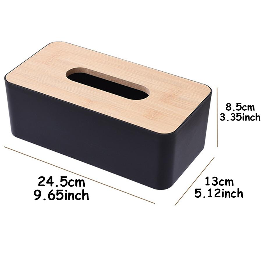 24.5x13cm Rectangular Imitation Wood Tissue Box Detachable Plastic Tissue Holder Dispenser for Bathroom Living Room Office