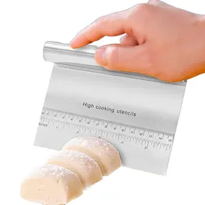 Thick Stainless Steel Dough Scraper Multi Purpose Baking Pizza Pastry Cutter Food Grade 304 Rust Proof Easy Clean Cake Dough Divider Essential Kitchen Baking Tool