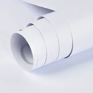 15.7" x 118" Matte White Wallpaper White Contact Paper Peel and Stick Wall Paper Thicken Waterproof Wallpaper for Kitchen Countertop Cabinet Wardrobe