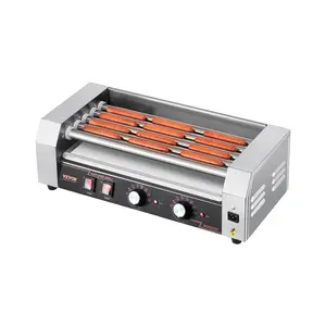 VEVOR Hot Dog Roller,  12 Hot Dog 5 Rollers, Stainless Steel Sausage Grill Cooker, 750W Hot Dog Machine with Dual Temp Control, Removable Oil Drip Tray, for Party Home Commercial