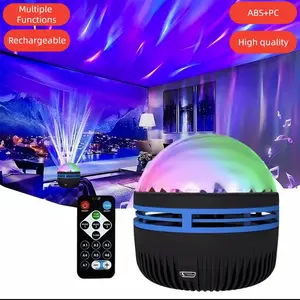 LED Starry Sky Projector Ambient Light, USB Powered Rotating Color Changing Water Ripple Lamp, Remote Control Aurora Nightlight