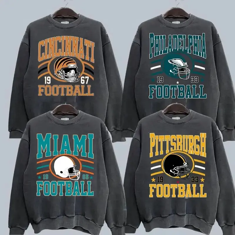 Vintage Team Football 90s Dark Heather Sweatshirt, Hometown Football Sweatshirt, Football Throwback Vintage All Teams Sweatshirt, Football Graphic Shirt, Sport Crewneck Shirts, Gifts For Football  Fans