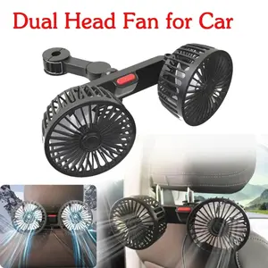 Car Fan USB Charge Dual Head Fan Car Seat Back Cooling Fan Summer 360 Degree Rotation Auto Headrest Ventilation Fan Neck Cooler bathroom  hoider Breathable Anti-Slip Leather Steering Wheel Cover cool car accesories mobile phone holder travel tray minicar