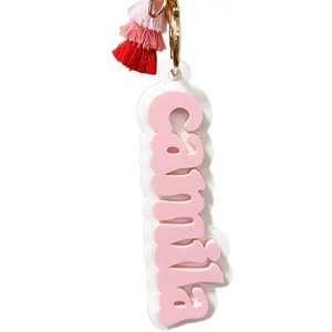 Personalized Backpack Name Tag, Retro Name Acrylic Keychain, Diaper Bag Tag, Lunch Box Tag, Custom Backpack Name Keychain
