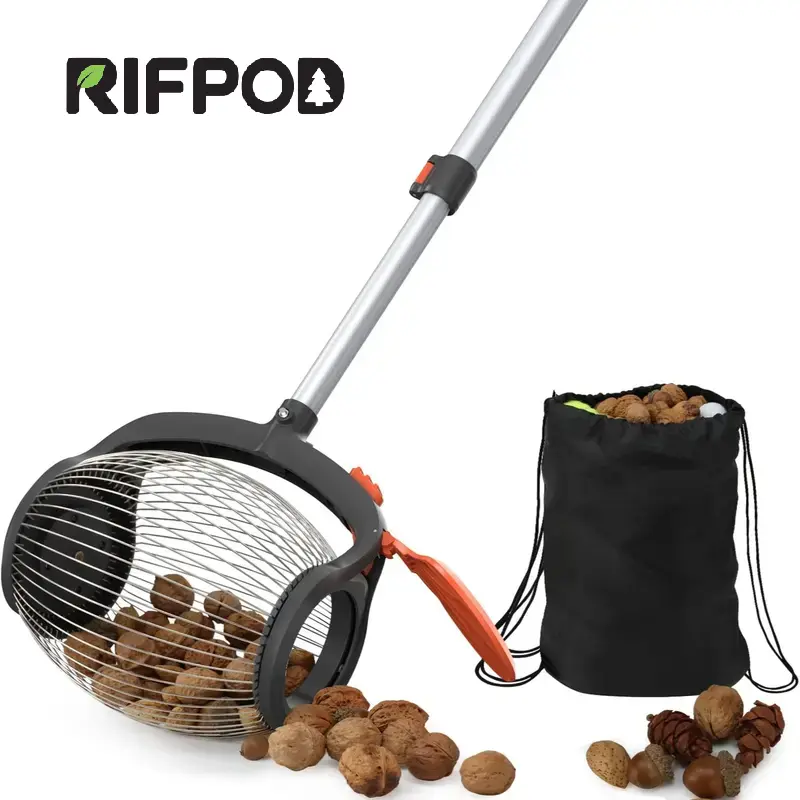 RIFPOD Nut Gatherer,Walnut Picker Upper, Foot-Operated Release Ball Picker Roller,Side Opening,Effortless Emptying,Suitable for 3/4" - 1.7" Walnuts,Small Fruits,Magnolia Seeds,Peca