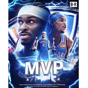 Shai-Gilgeous-Alexander Oklahoma City Thunder NBA 2025-26 Most Valuable Player Paper Poster, Home Decor Wall Art for Basketball Fans