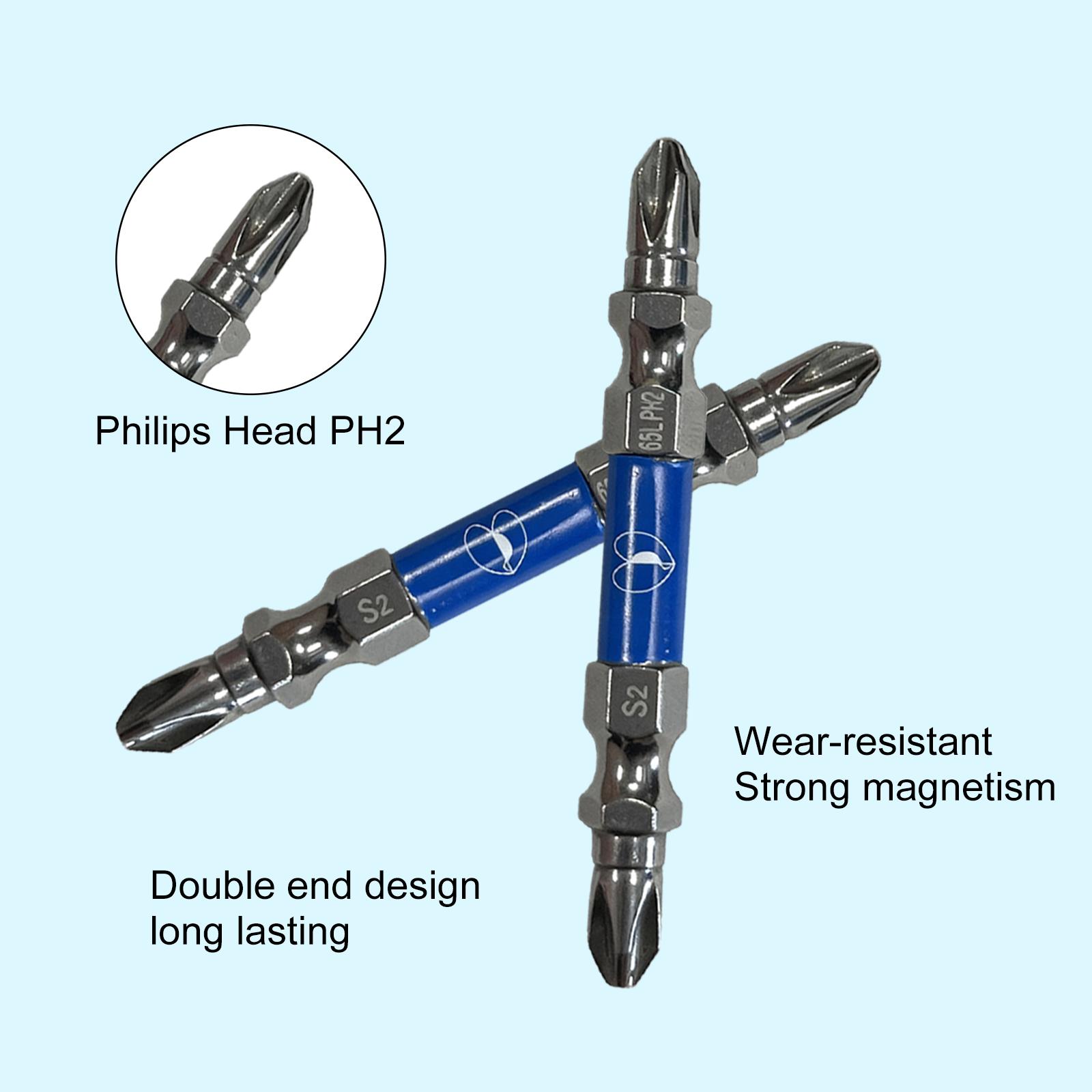 Strong Magnetic Screwdriver Bit Set, 10PCS PH2 Phillips Bits, 50mm 2-Inch S2 Impact-Resistant Drill Bits, 1/4" Hex Shank for Electric Screwdriver and Impact Driver
