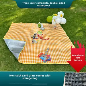 Picnic mat outdoor supplies, thickened colorful film camping lawn mat, double-sided waterproof and moisture-proof, foldable and portable for spring outings