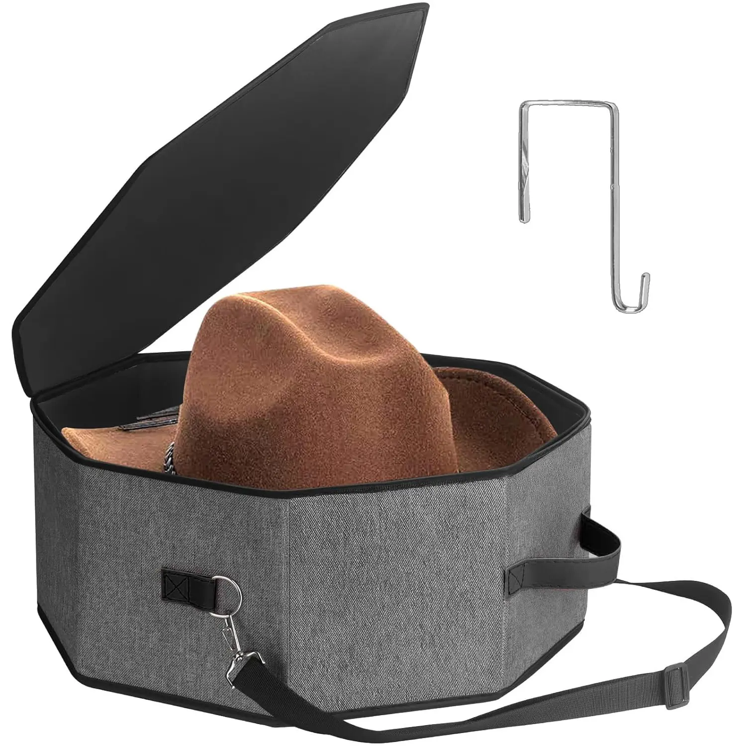 Hat Box for Travel and Storage, Womens Cowboy Hat Box, Collapsible Case Cowboy Cap Organizer for Closet with Handles, Cap Bag Hat Case