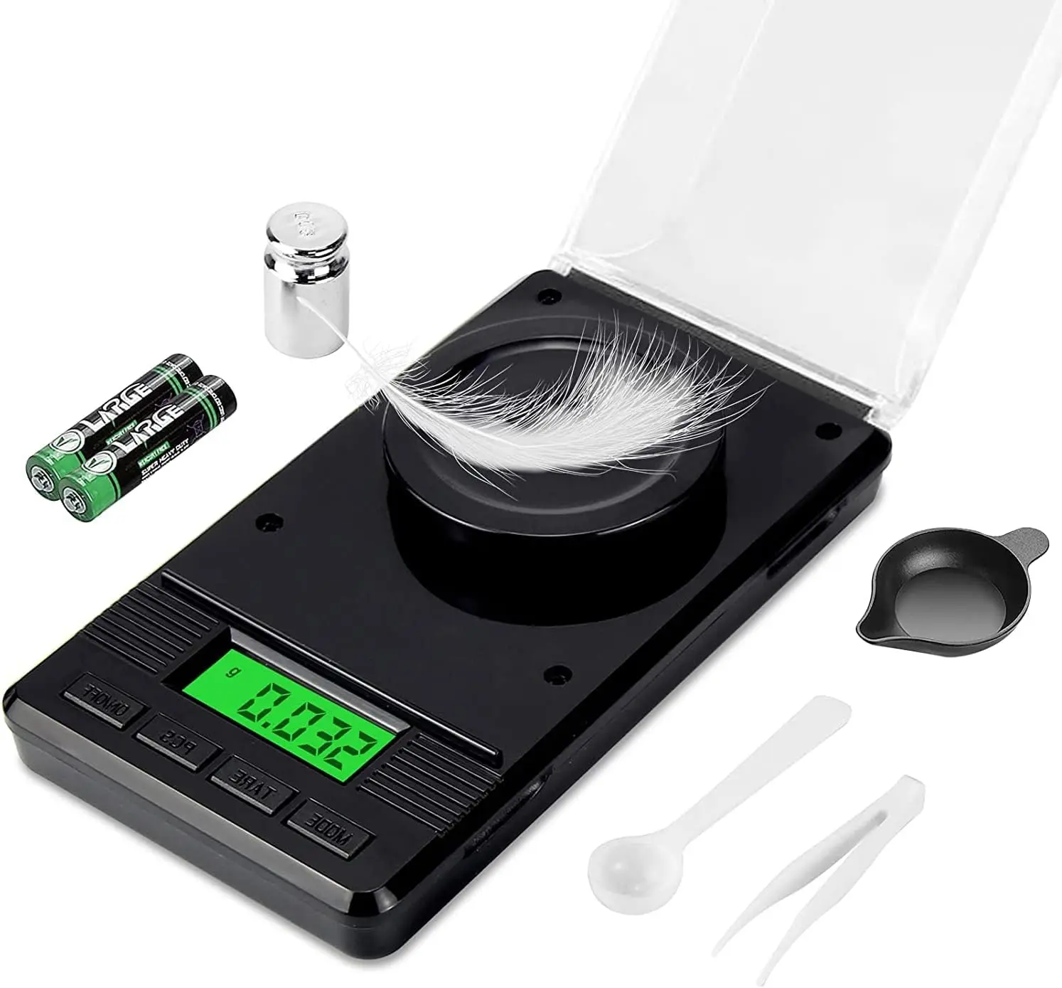 Milligram 50g/0.001g, Digital Mg Scale, 50g Calibration Weight | 7 Units, One-touch Tare, Piece Counting, LCD Display, Easy to Carry, for Jewelry, Powder, Medicine, Gold, Gem