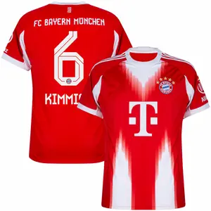 Unisex Soccer Bayern Munich Team Kimmich 6 Champions Language 2025/26 Away Replica Jersey - Red