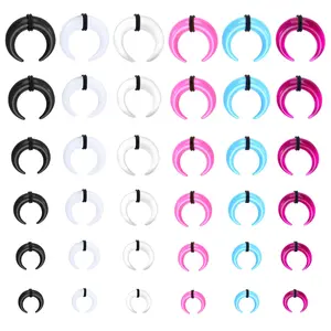 FASACCO 16G-6G Septum Pincher Tapers Rings Acrylic Stainless Steel Internally Threaded Spike Horseshoe Barbells Septum Pincher Nose Ear Cartilage Stretching Kit for Women Men Summervibes