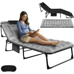 Camping Cot for Adults, Adjustable Reclining Folding Camping Cot Sleeping Bed Cots, Portable Cot Bed for Camping Travel Tent Day Bed Outdoor & Indoor