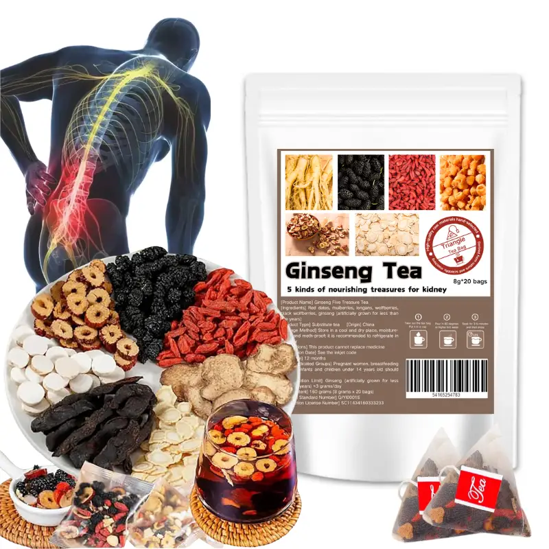 Kidney Tea Recipe Ginseng Five Treasure Tea Ginseng Wolfberry Tea Bag Herbal Health Drink Natural Beverage
