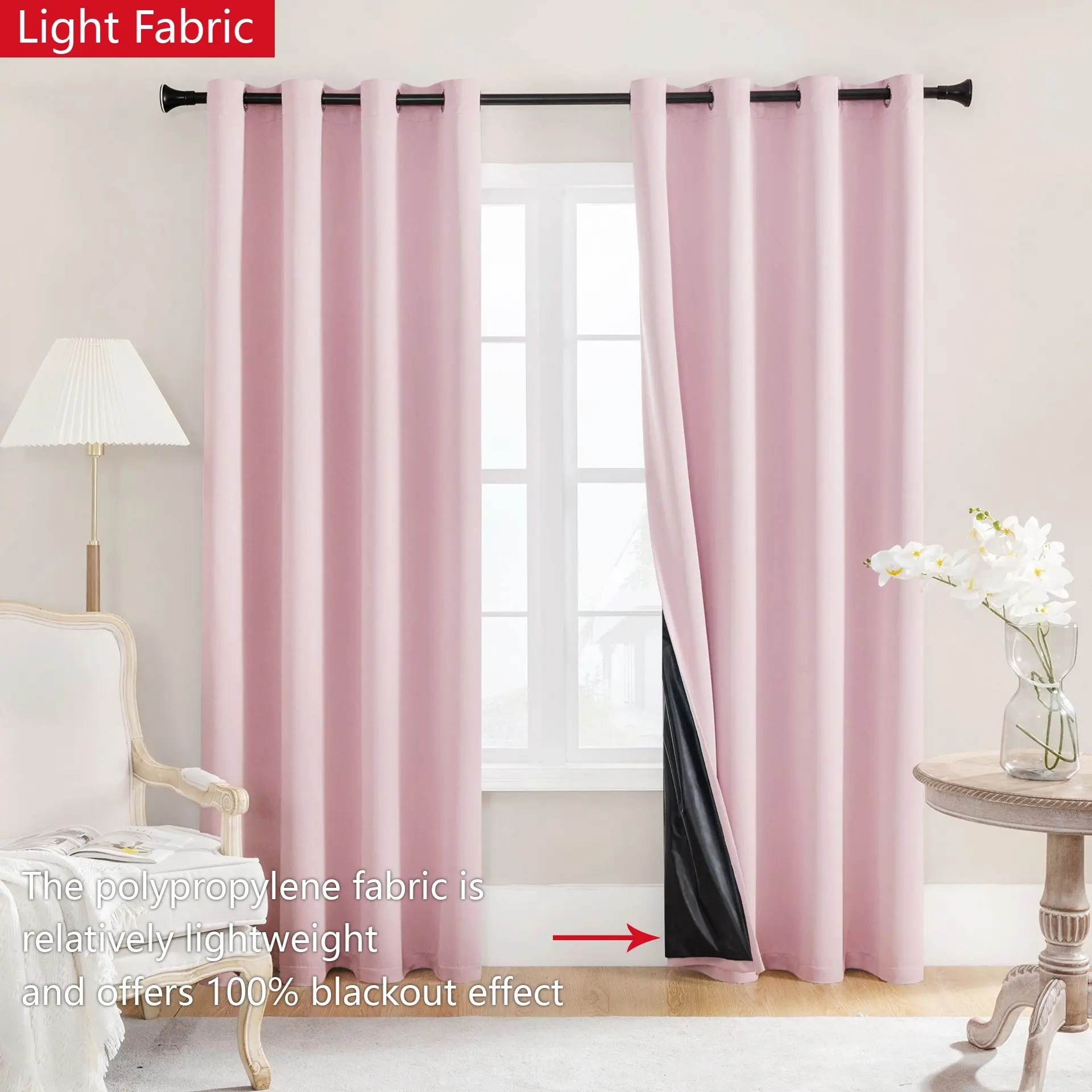 2-Pack Blackout Drapes, Solid Color Insulated Punched Curtains, Privacy Grommet Curtains, Full Privacy Noise-Reducing Window Treatments for Bedroom Living Room, Curtain Panels, Ready Made Curtains
