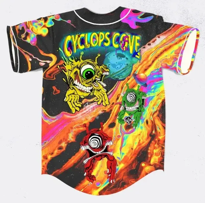 Subtronics liquid acid trippy psychedelic cyclops cove rave baseball jersey for edm festivals