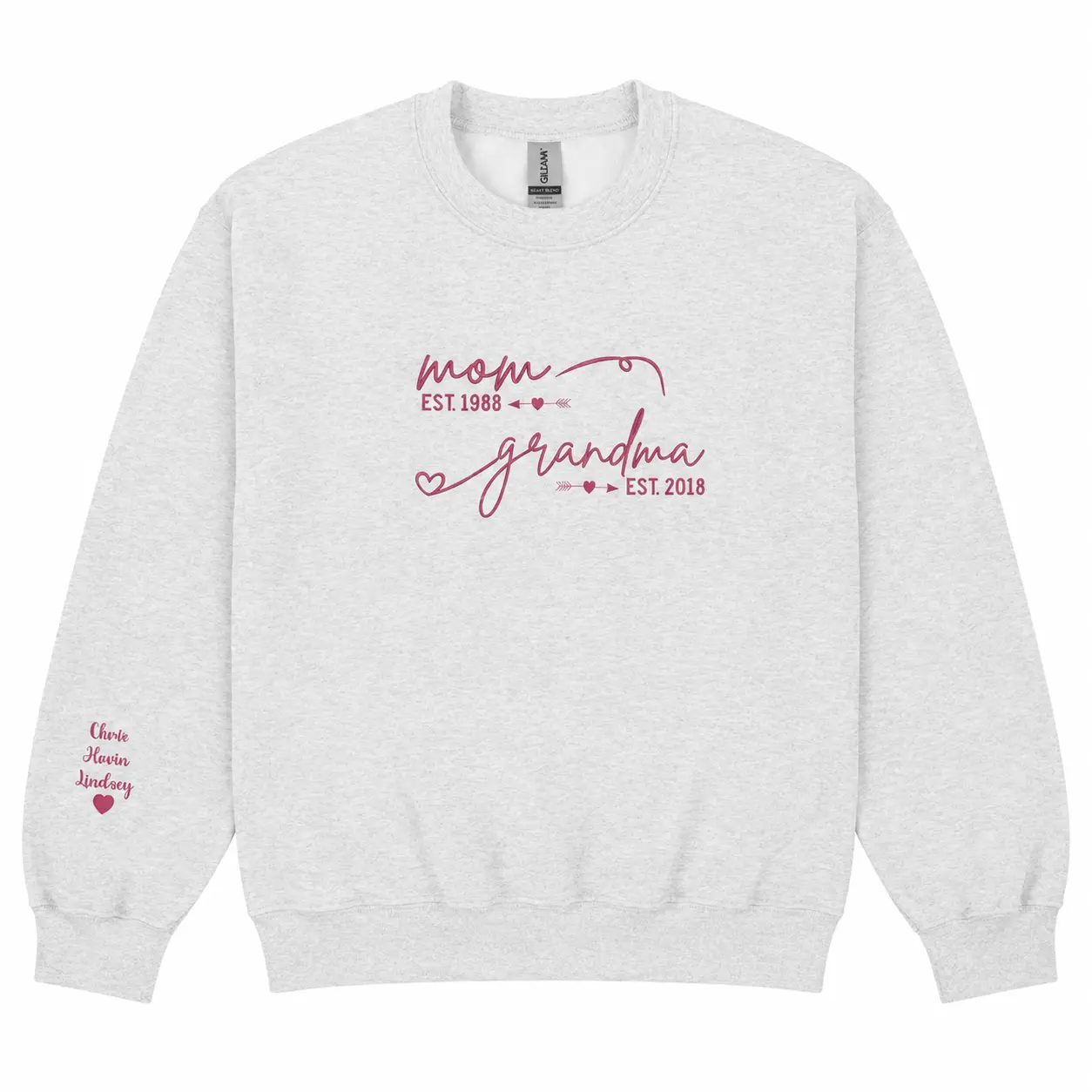 Custom Embroidered Sweatshirt From Mom to Grandma With Kids Names – Mom Gift Mother's Day, Birthday, Christmas