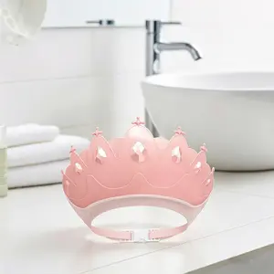 Baby Crown Bath Cap, Waterproof Ear Protection, Adjustable Soft Baby Hair Washing Hat, Comfortable for Bathing and Shampooing, Shower Caps