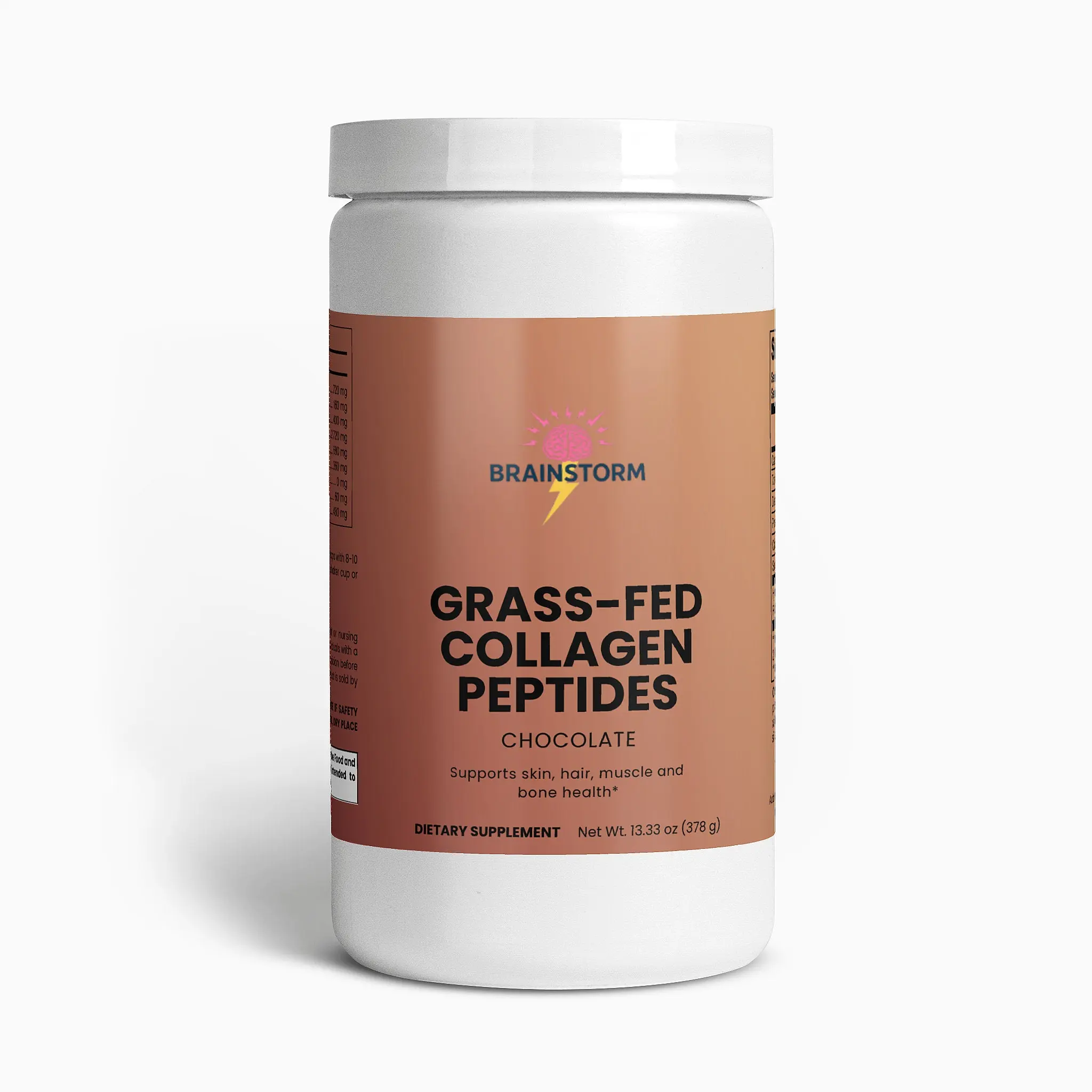 Edible Grass-Fed Chocolate Collagen Powder - Healthy Dietary Protein Supplement with Tea Infusion for Collagen Boost, Skin Support, Beauty Needs
