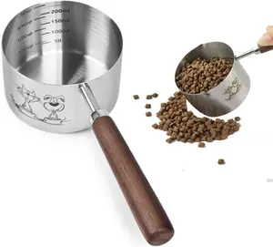 Dog Cat Food Scoop Measuring Cup,  Stainless Steel 1 Cup Measuring Cup, Precision Scale Measurements