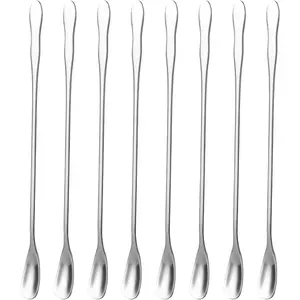 8 PCS Stainless Steel Coffee Stirrers - Long Spoon Reusable Cocktail Stir Sticks - 7.87 Inch Bar Spoon for Stirring Coffee, Cold Drink