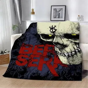 Berserk Anime Blanket Skull Knight Fleece Throw Manga Room Decor Goth Home Aesthetic Brand Of Sacrifice Dark Fantasy Otaku Gift Cozy Bedroom Decor Trending Tiktok Finds Japanese Animation Merch Soft Warm Bed Sofa Cover Cool Anime Boy Accessory