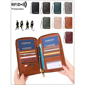 2026 New Multi functional zipper travel card holder, passport cover that can hold 5 passports, RFID shielded card holder, travel accessories, travel essentials, ideal gifts,Valentine's Day, unisex passport bag, family travel document, Passport Wallet