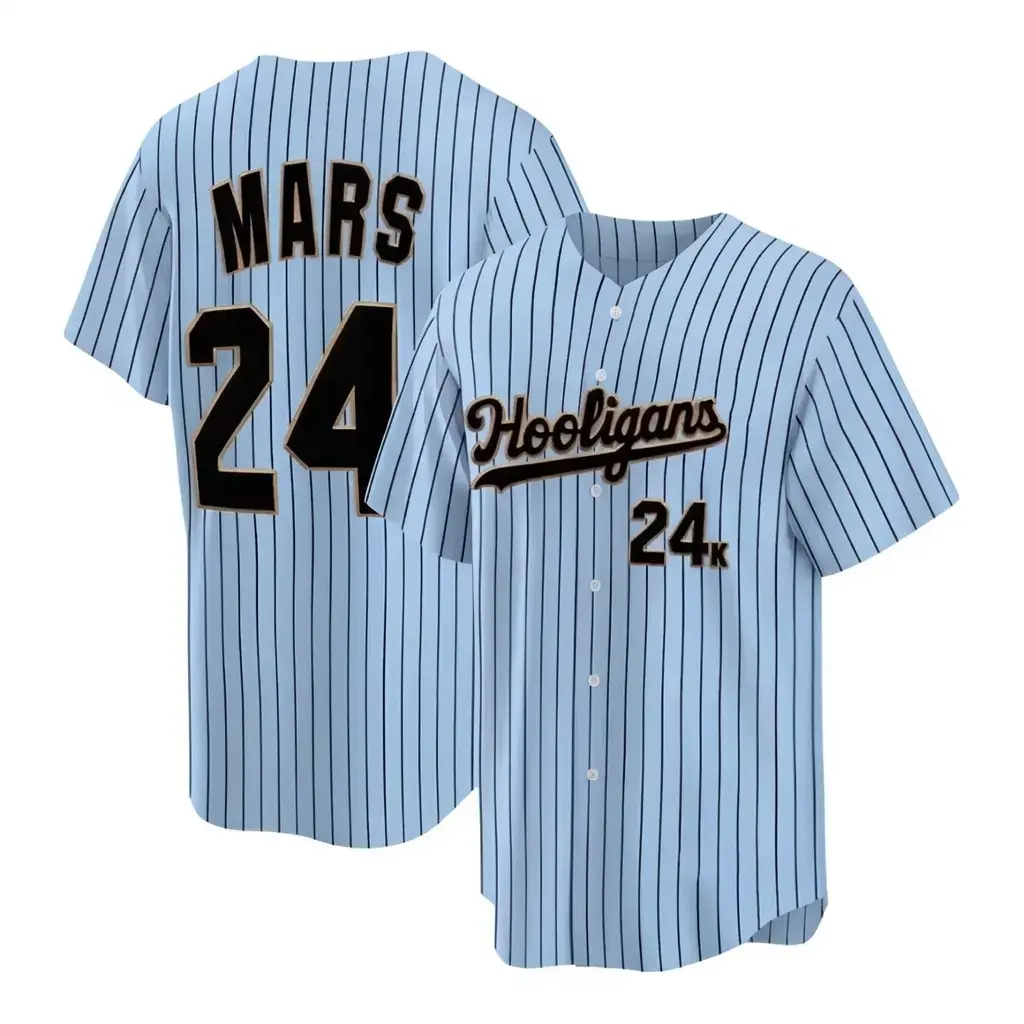5 Design Hooligans Mars 24k Pinstripe Baseball Jersey, Unisex Graphic Baseball Shirt, Casual Streetwear Top