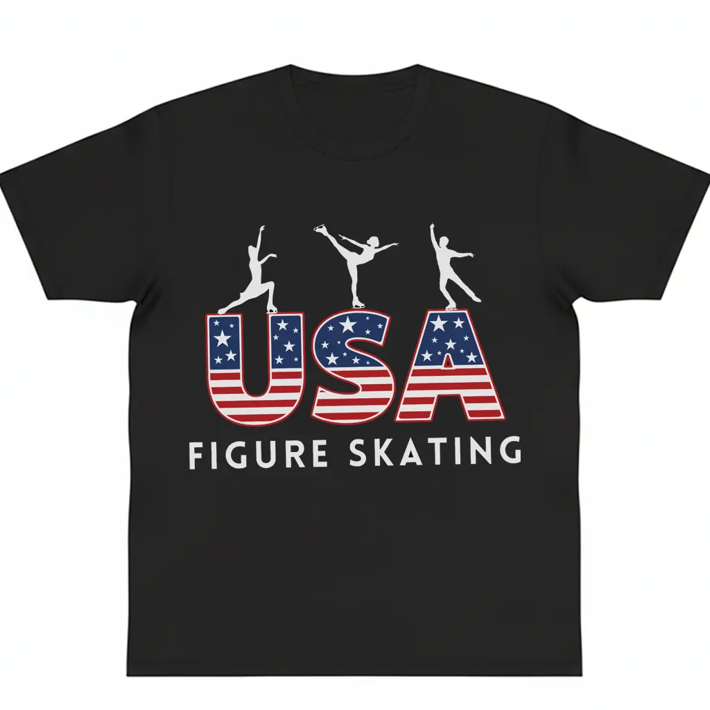 Figure Skating shirt USA Figure Skater Sports Skater graphic tees USA Crewneck Ice Skating Lover Gift y2k cotton fashion Streetwear Casual Top Trending