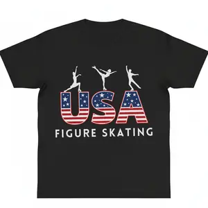 Figure Skating shirt USA Figure Skater Sports Skater graphic tees USA Crewneck Ice Skating Lover Gift y2k cotton fashion Streetwear Casual Top Trending