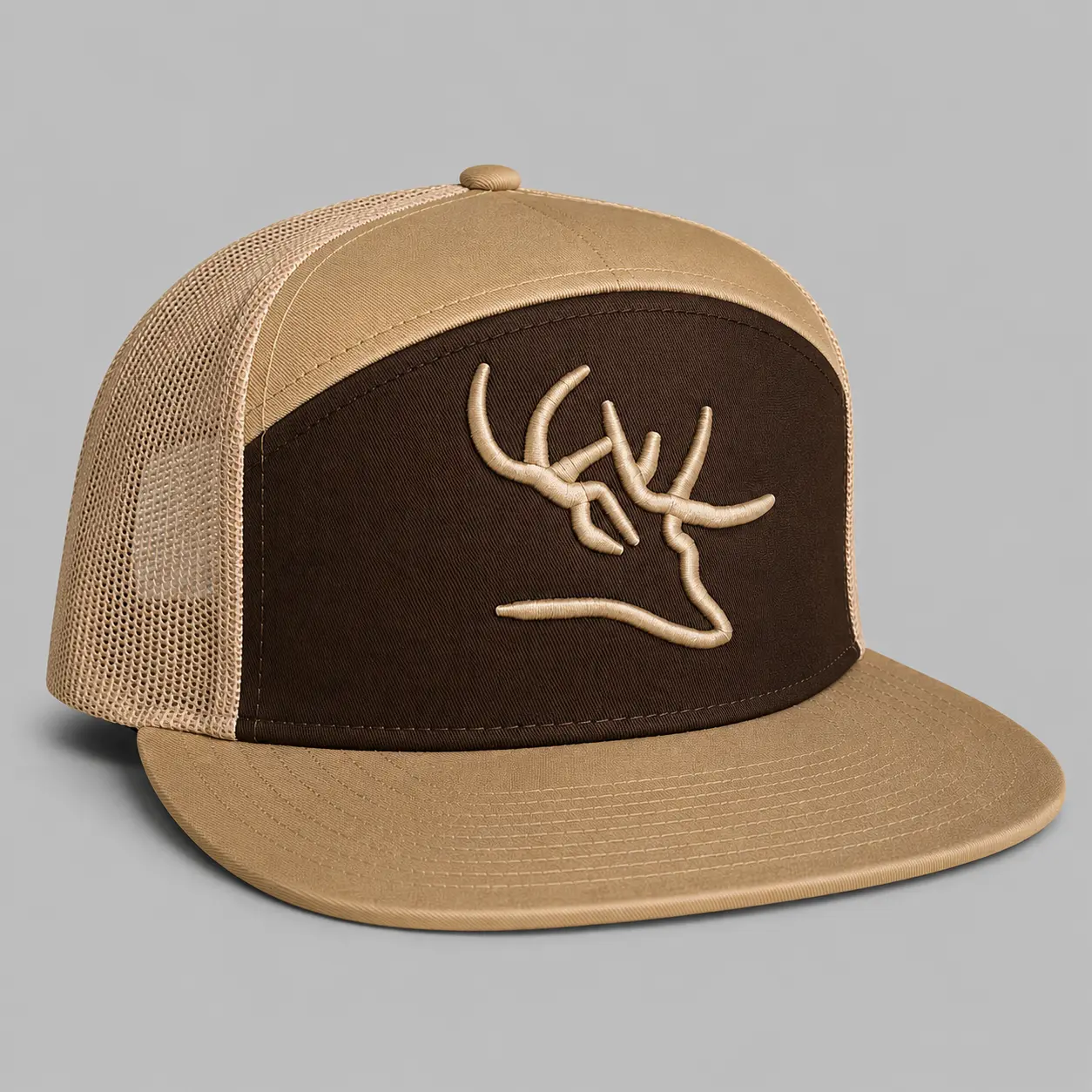 Nose Down Logo 3D Puff 7 Panel Hat Camo Dad Hat Camo Trucker Hat