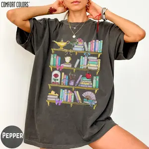 Comfort Colors Library Shirt - Enchanted Book Lover Tee, Princess Belle Reading Aesthetic Top, Tale As Old As Time Bookworm Shirt