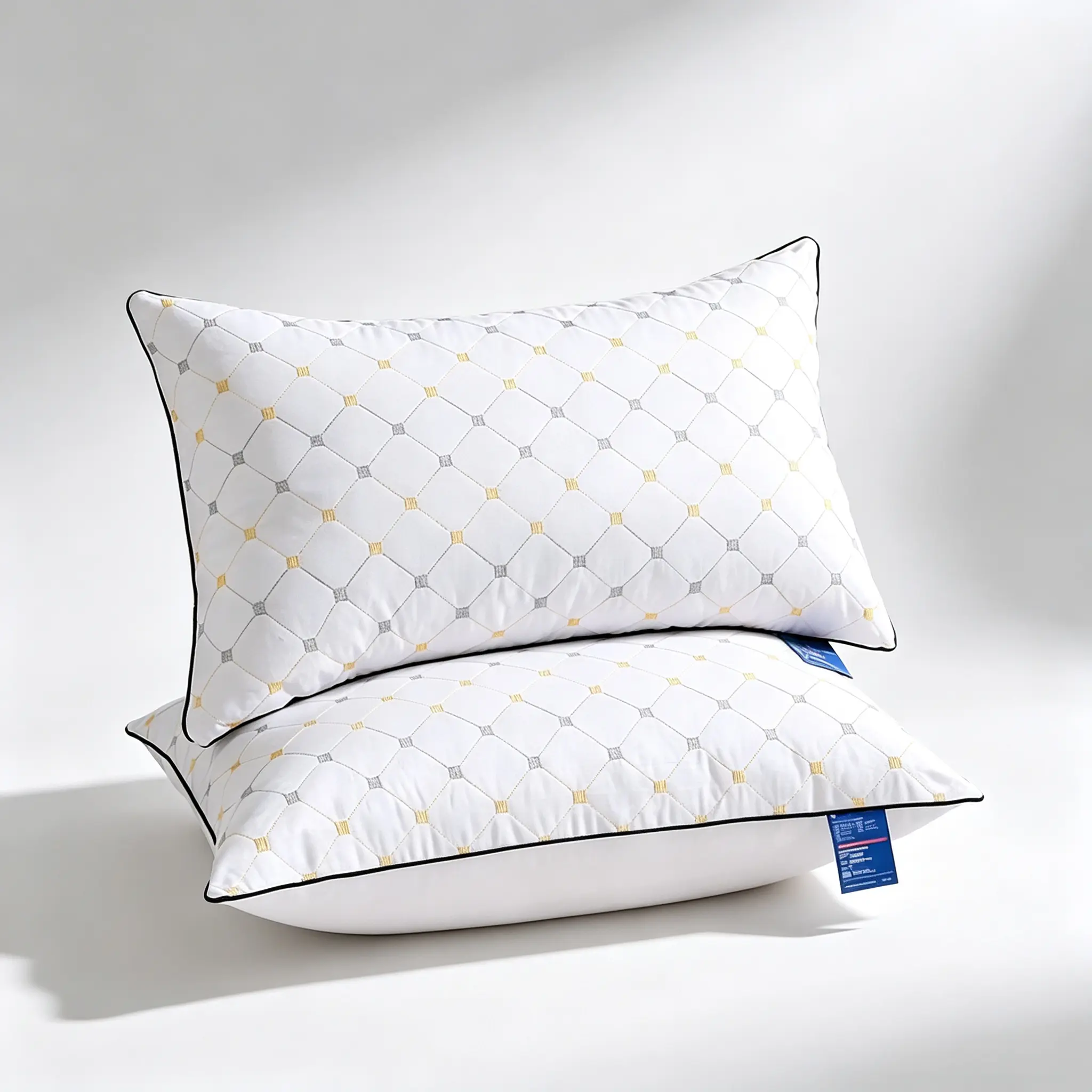 Star Pattern Quilted Bed Pillow, Skin-Friendly & Breathable Fabric, Ultra Soft Supportive, No Collapse for Long-Time Use, Eases Shoulder & Neck Discomfort, Ideal for Back & Side Sleepers, Suitable for Bedroom & Dormitory