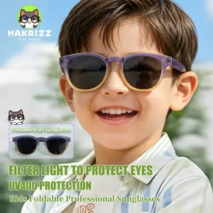 MAKRIZZ Children's Foldable Polarized Sunglasses 100% UV400 Eye Protection Flexible Unbreakable TR90 Safe Frame KB696