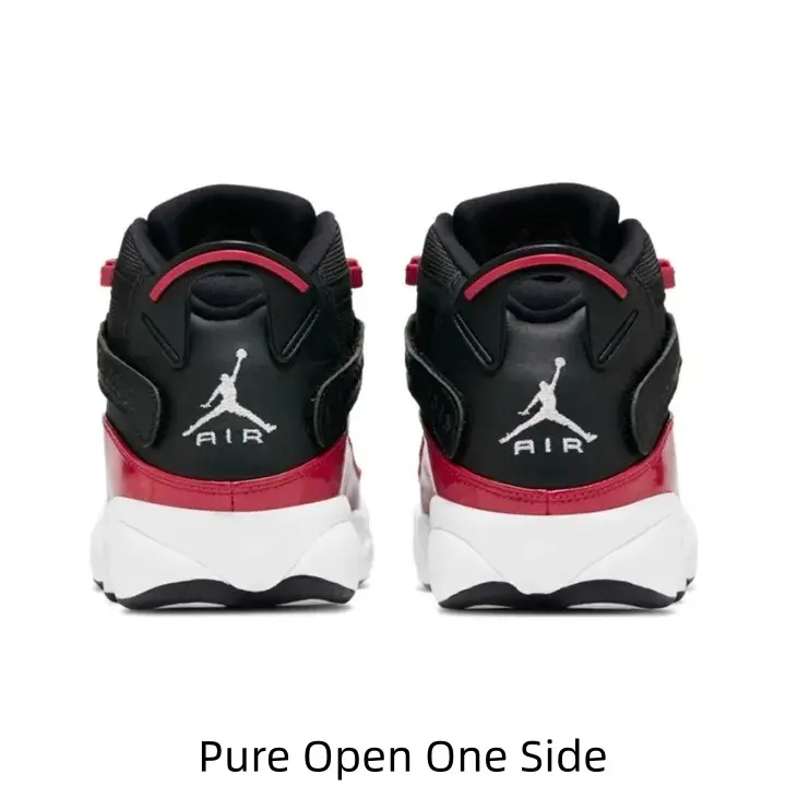 All-day Cozy Trend Casual Item With Tough Styling And Soft Fit Built By Knit-Patent Spliced Black-Red Mid-top Version With Adjustable Velcro Strap