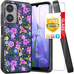 Compatible with Cricket Magic 2 5G 2024 Case, AT&T Propel 2 5G Case, with Tempered Glass Screen Protector, Hybrid  Support Shockproof Heavy Duty Phone Case (Mystical Floral Boom)