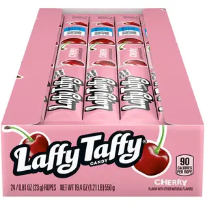 Laffy Taffy Rope - Cherry  Flavor (Box of 24 Ropes) Snack Candy