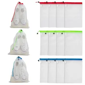 11 1/2" x 17" White Mesh Drawstring Bags - 12 Pc.