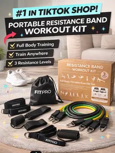 FITPRO Resistance Bar Set Portable Resistance Band Workout Kit with 3 Levels for Full Body Training at Home Gym or Travel Lightweight & Easy to Store