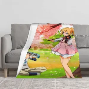 This Your Lie in April creative flannel blanket, portable thickened picnic mat sofa towel camping beach mat, suitable for courtyard garden moisture-proof tent mat, casual tablecloth, camping essentials, beach blanket, sofa blanket, camper