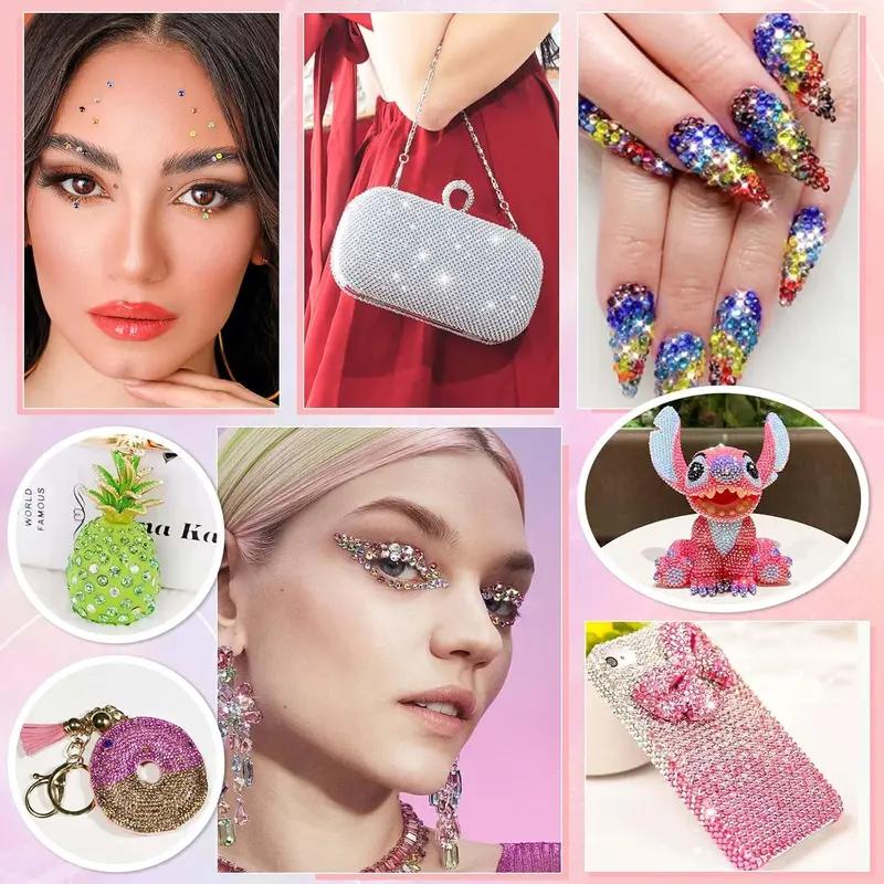 30000Pcs 24 Colors Resin Rhinestones Bedazzling Kit, 3mm Flatback Gems with Pick Up Pen Tweezers for DIY Crafts Shoes Nails Phone Case Decor