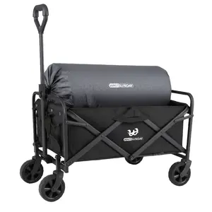 Whitsunday Collapsible Folding Garden Outdoor Park Utility Wagon Picnic Camping Cart,Wagon Cart Heavy Duty Foldable for Picnic Camping Cart with Wheel and Bottle Holders